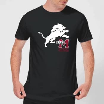 Image of East Mississippi Community College Lion and Logo Mens T-Shirt - Black - 3XL - Black