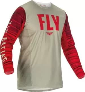 Image of FLY Racing Kinetic Wave Jersey Light Grey Red S