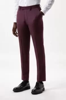 Image of Mens Slim Fit Burgundy Micro Texture Suit Trousers