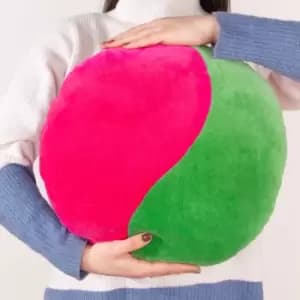 Image of Unity Velvet Cushion Green/Pink