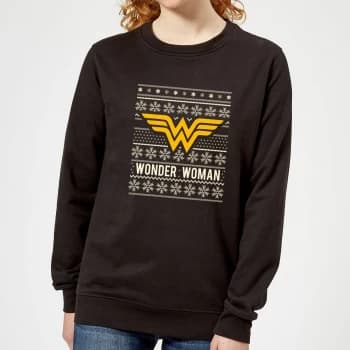 Image of DC Wonder Woman Womens Christmas Sweatshirt - Black - XL