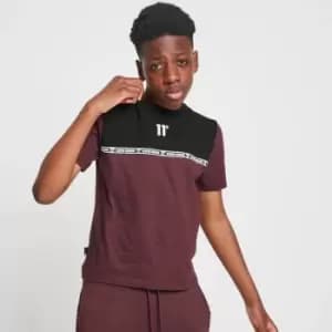 Image of 11 Degrees Taped T-Shirt - Mulled Red/Black - 13-15 Years