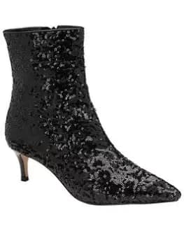 Image of Ravel Currans Black Sequin Heeled Ankle Boot, Black, Size 8, Women