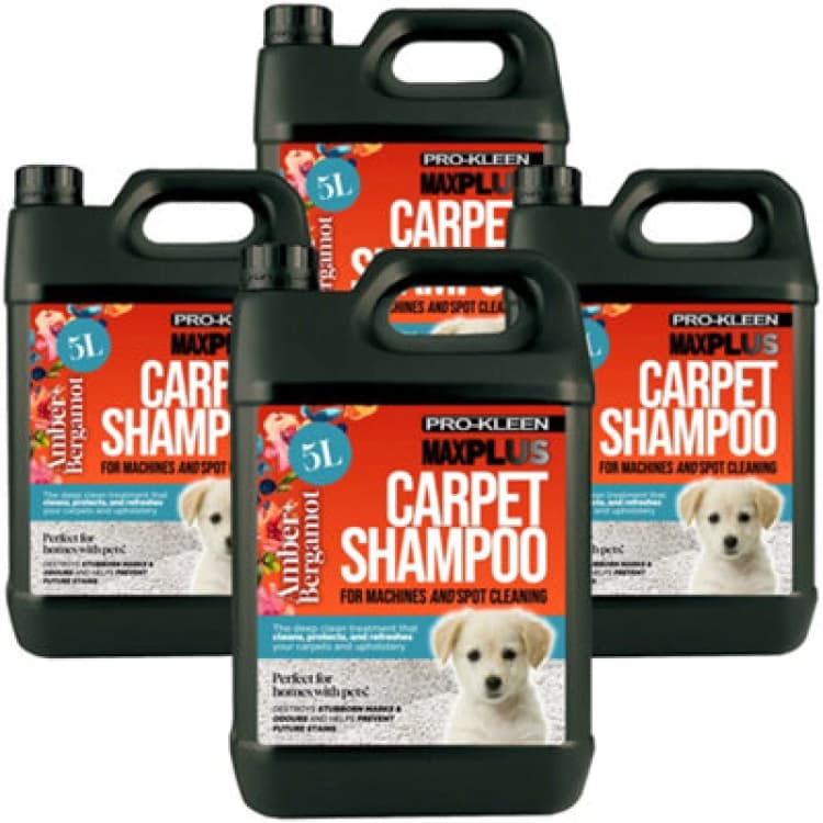 Image of ProKleen Carpet Cleaning Shampoo Odour Remover Amber & Bergamot Scent 4 x 5L Clear unisex