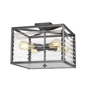 Image of Louvre 4 Light Flush Light Gunmetal Paint Finish