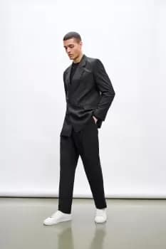 Image of Relaxed Fit Black Double Breasted Suit Jacket