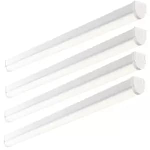 Image of 4 PACK 4ft High Lumen Batten Light - 42.5W Cool White LED - Gloss White & Opal