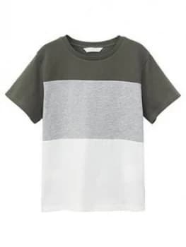 Image of Mango Boys Colour Block Tshirt - Khaki