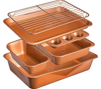 Image of GOTHAM STEEL Stackmaster 7154FE 6 Piece Non-stick Bakeware Set - Copper