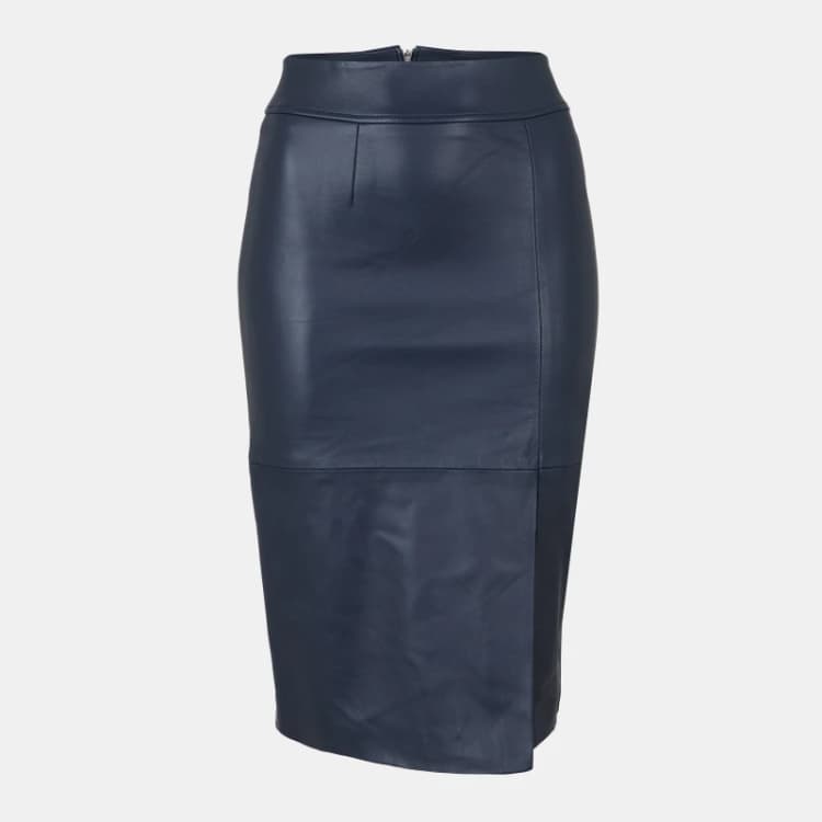 Image of Boss Womens Setora Leather Shorts Dark Blue female 4 (XXS)