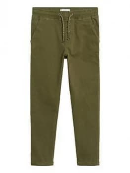 Image of Mango Boys Elasticated Waist Trousers - Khaki, Size 13-14 Years