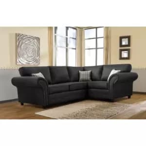 Image of Oakana Luxury Leather RHF Corner Sofa - Black - Black