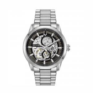 Image of Bulova Black and Silver Sutton' Automatic Watch - 96A208