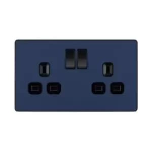 Image of BG Evolve Matt Blue Double Switched 13A Power Socket - PCDDB22B