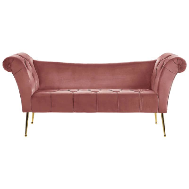 Image of Beliani Chaise Longue Nantilly Velvet Pink