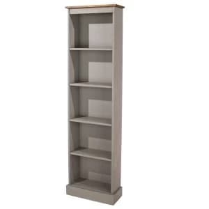 Image of Halea Tall Narrow Bookcase - Grey