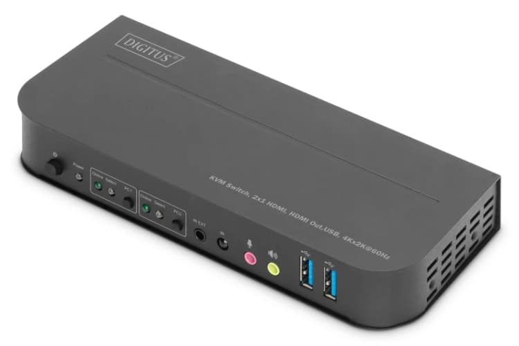 Image of Digitus KVM Switch. 2x1 HDMI. HDMI Out.USB. 4Kx2K@60Hz