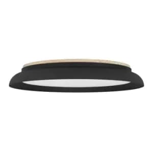 Image of EGLO Penjamo 1 LED White Flush Ceiling Light With Black Metal Shade