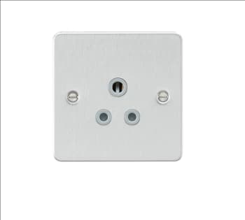 Image of KnightsBridge Flat plate 5A unswitched socket - brushed chrome with grey insert