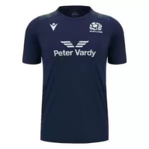 Image of Macron Scotland Rugby Training 6 Nations Shirt 2023 2024 Adults - Blue