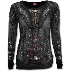 Image of Gothess Wrap Allover Baggy Womens Medium Long Sleeve Top - Black