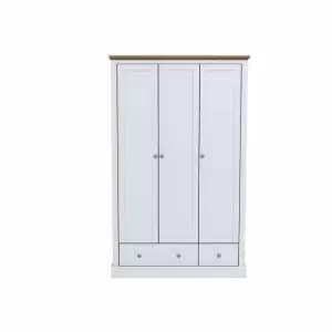 Image of LPD Devon 3 Door 2 Drawer Wardrobe White