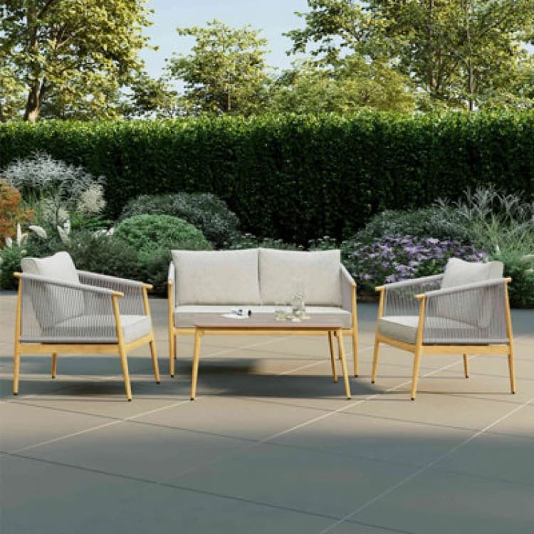 Image of Charles Bentley Almada 4 Seater Lounge Set Wood Effect Frame
