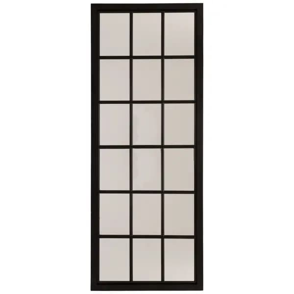 Image of Tall Black Wooden Window Mirror