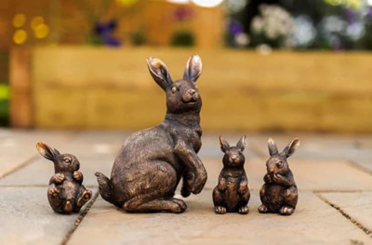 Image of 4Pc Rabbit Garden Ornament Set Hare Statues