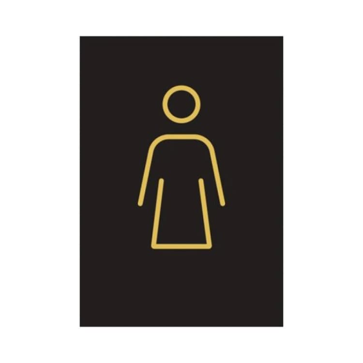 Image of Female Toilet Sign Rigid Plastic 105x150mm Black/Gold Y6698802