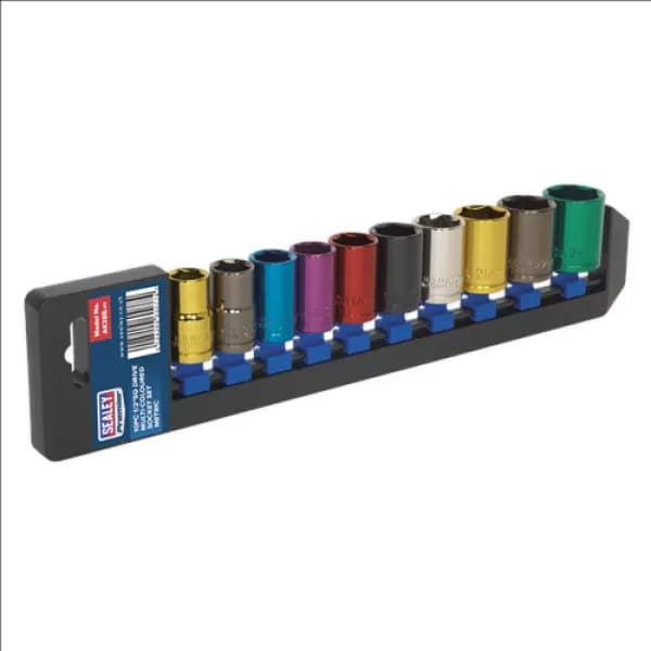 Image of Sealey AK288 Multi-Coloured Socket Set 10pc 1/2Sq Drive 6pt WallDrive® Metric