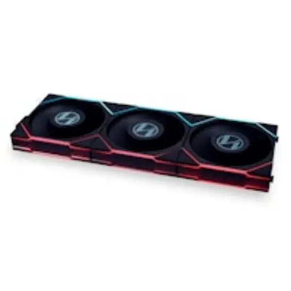 Image of Lian Li UNI FAN TL LCD 120mm Reverse Flow, PWM, RGB Triple Fan Pack - Black