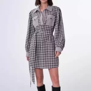 Image of Aligne Womens Greville Check Mini Dress - Black Multi Check - UK 8