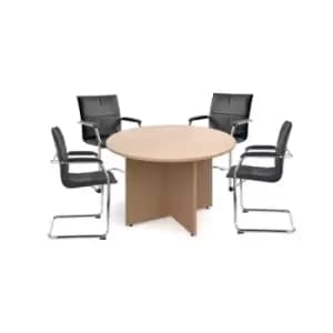 Image of Bundle deal 4 x Essen visitors chairs with RT12 meeting table - grey oak