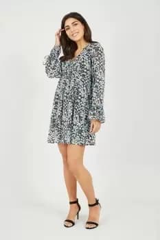 Image of Black Recycled Vintage Meadow Floral Print Chiffon Tunic