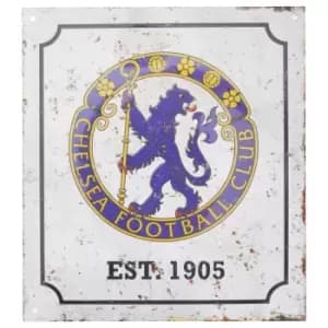 Image of Chelsea FC Official Retro Football Crest Bedroom Sign (One Size) (White/Blue)