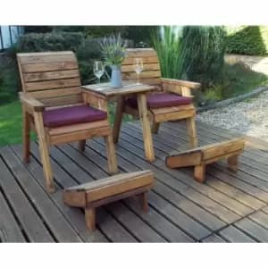 Image of Charles Taylor Deluxe Straight Lounger Set with Cushions, Burgundy