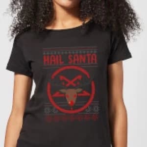 Image of Hail Santa Womens T-Shirt - Black - 3XL