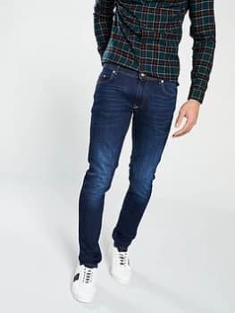 Image of River Island Sid Skinny Fit Jeans Navy Size 32 Men