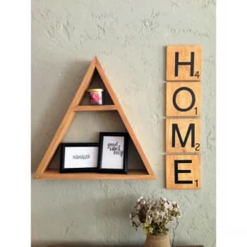 Image of Scrabble Home Brown Decorative Wooden Wall Accessory