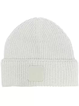 Image of C.P COMPANY Logo-patch Ribbed Beanie Light Green