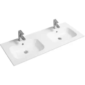 Image of Thin-Edge 4010 Ceramic 121cm Double Inset Basin with Oval Bowl - size - color