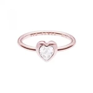 Image of Ted Baker Ladies Rose Gold Plated Crystal Heart Ring Size ML
