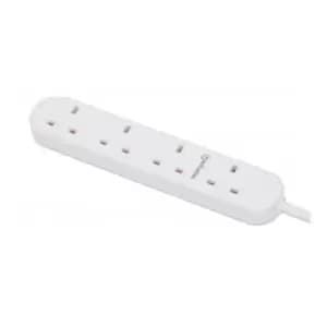Image of Manhattan Power Distribution Unit UK x4 gang/output 2m cable 13A White Extension Lead PDU Power Strip Three Year Warranty