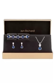 Image of Silver Plated Open Stone Blue Trio Set - Gift Boxed