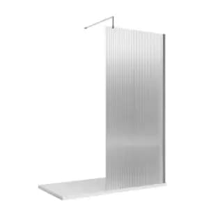 Image of Hudson Reed 800mm Fluted Wetroom Screen With Support Bar - Polished Chrome