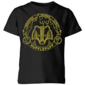 Image of Harry Potter Hufflepuff Badger Badge Kids T-Shirt - Black - 11-12 Years