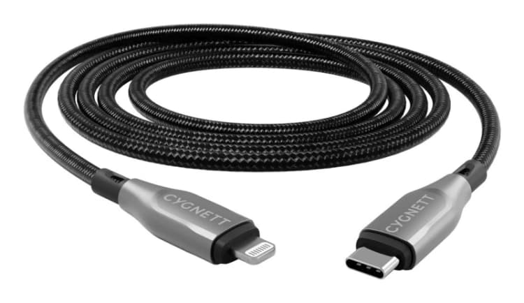 Image of Cygnett Armoured Lightning To USB-C Cable - 1m - Black