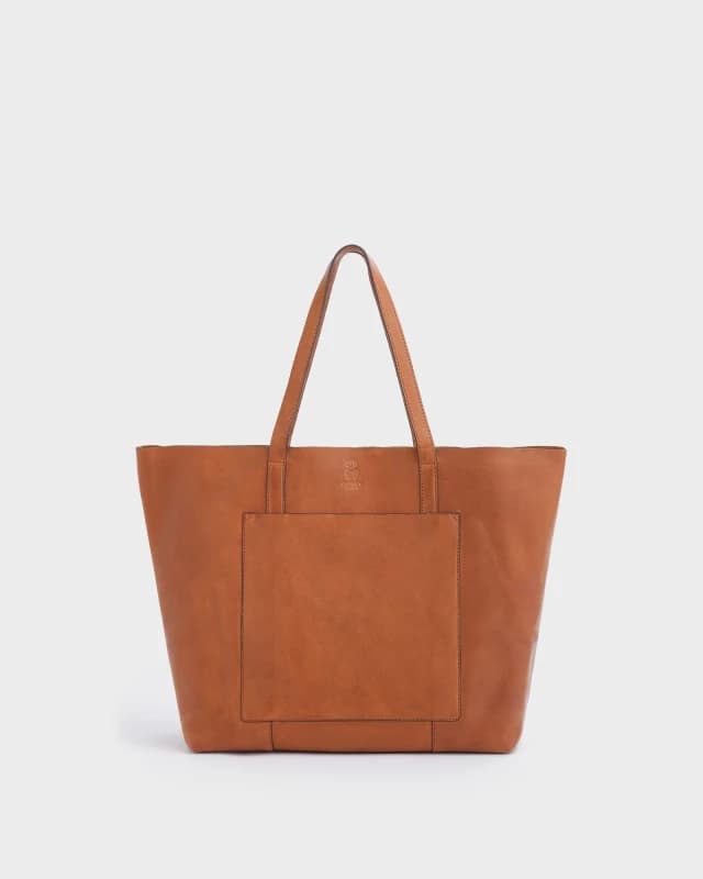 Image of OSPREY LONDON Womens The Vintage Leather Santa Fe Tote Bag in Tan Tan Female