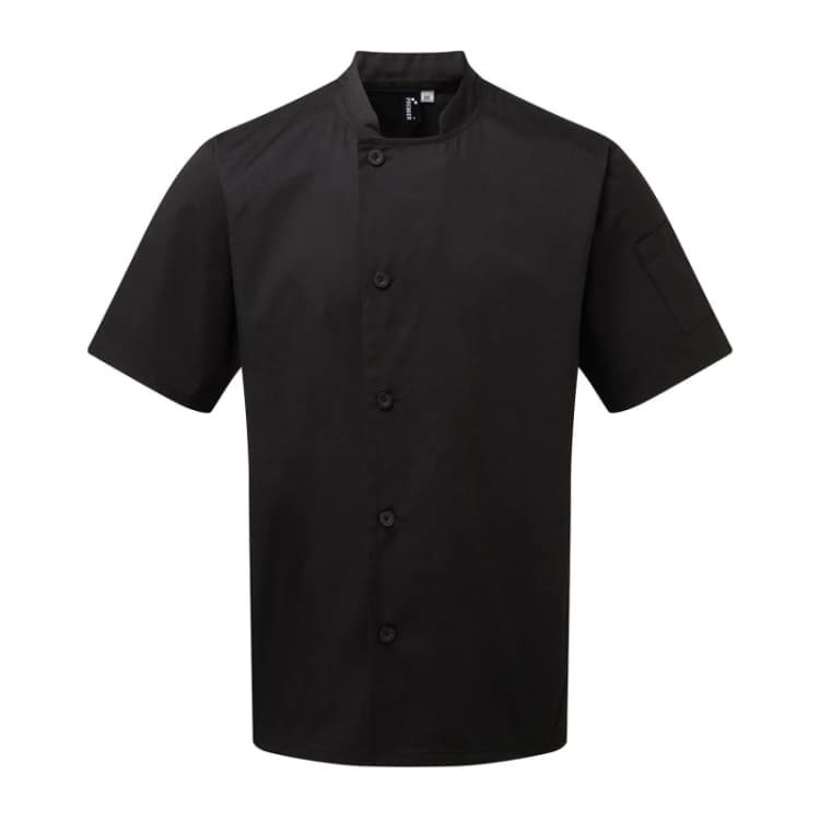 Image of Premier Premier Men Essential Short-Sleeved Chef Jacket in Black Size: 3X-Large Black XXXL Male 5063470040797